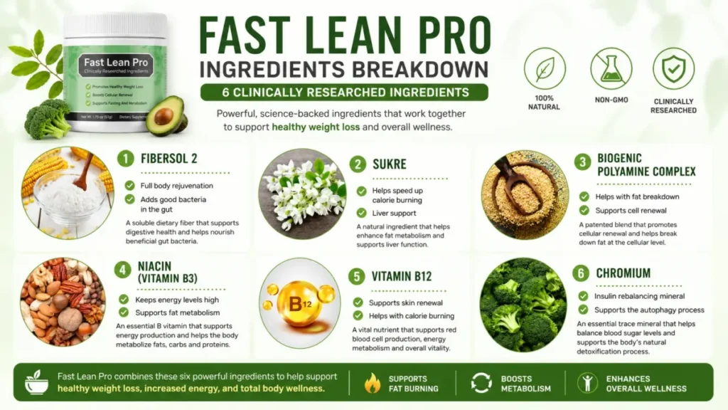 Fast Lean Pro ingredients breakdown infographic