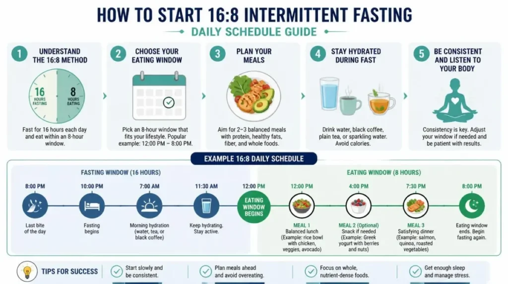 how to start 168 intermittent fasting daily schedule guide