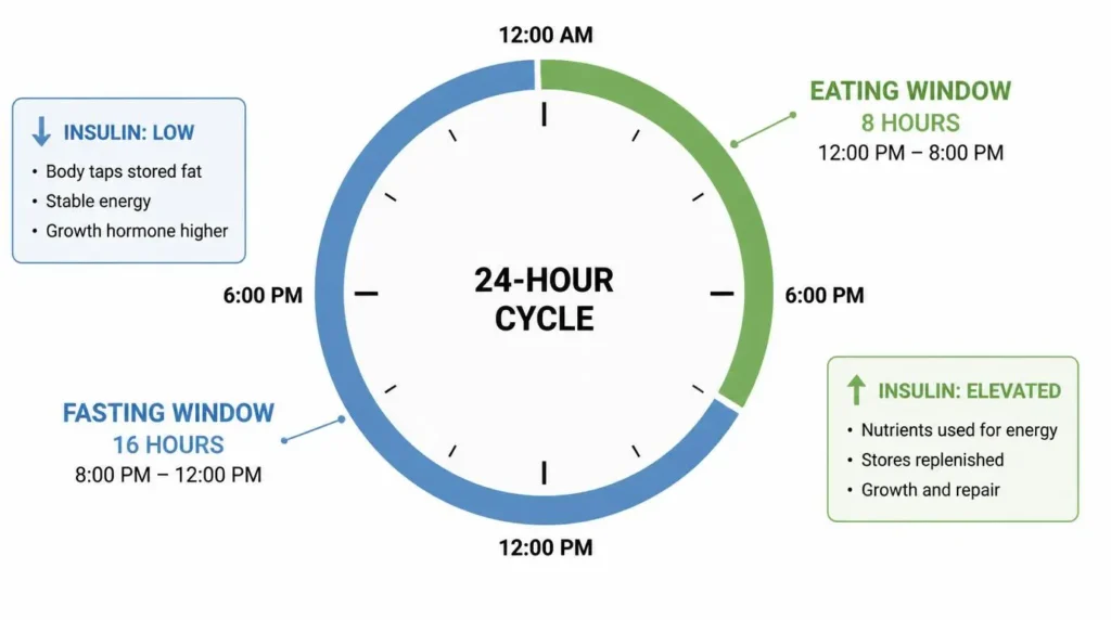 intermittent fasting eating window and fasting window diagram