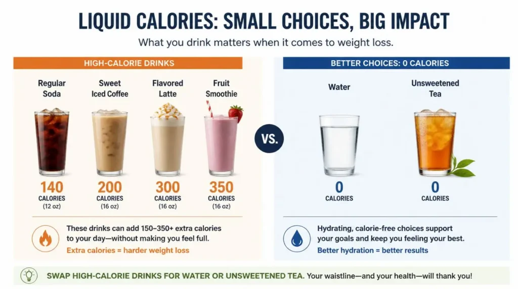 Comparação de calorias líquidas para perda de peso